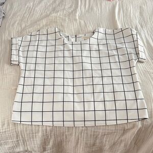 MELLODAY Black and White Checkered Short Sleeve Top